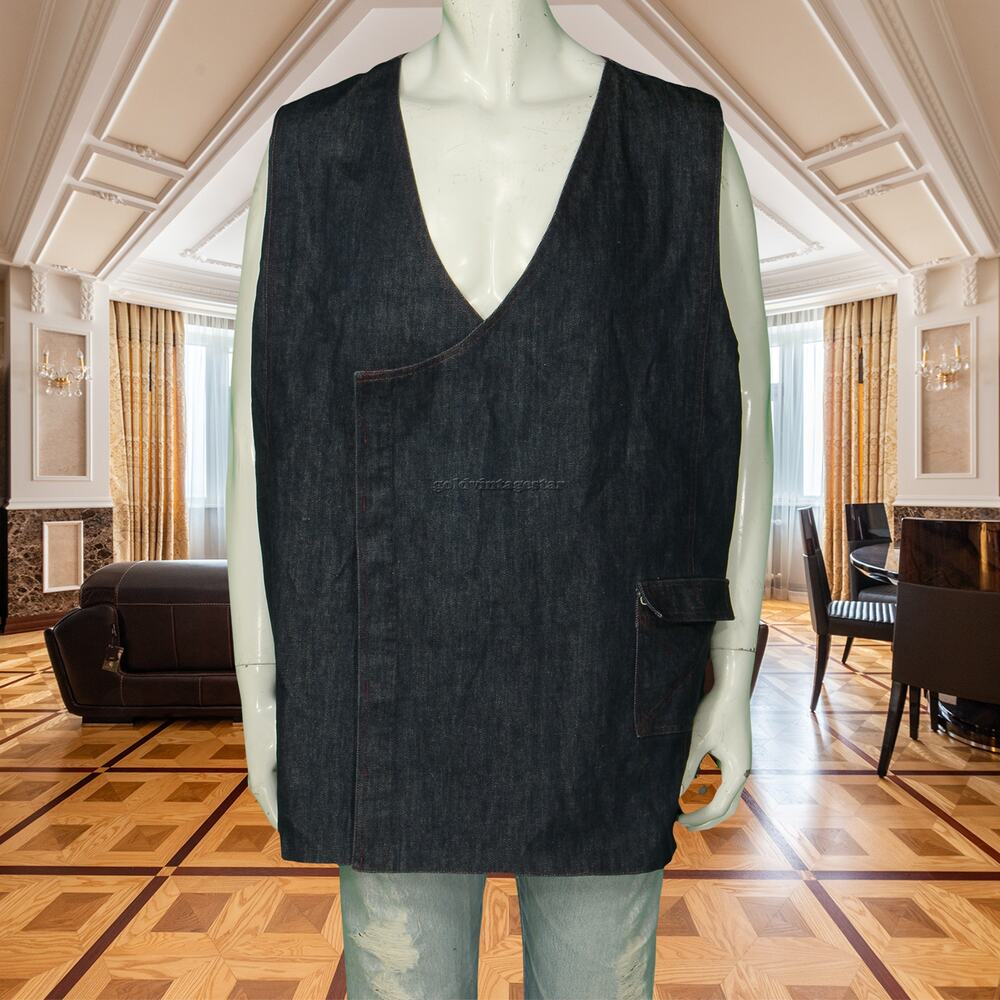 80s Vintage Kevin Blue Mod Retro Hippie Denim Jean Western Vest XL